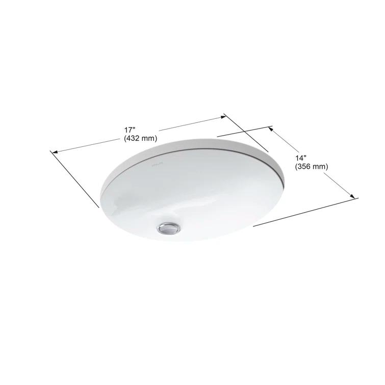Caxton® Ceramic Oval Undermount Bathroom Sink with Overflow