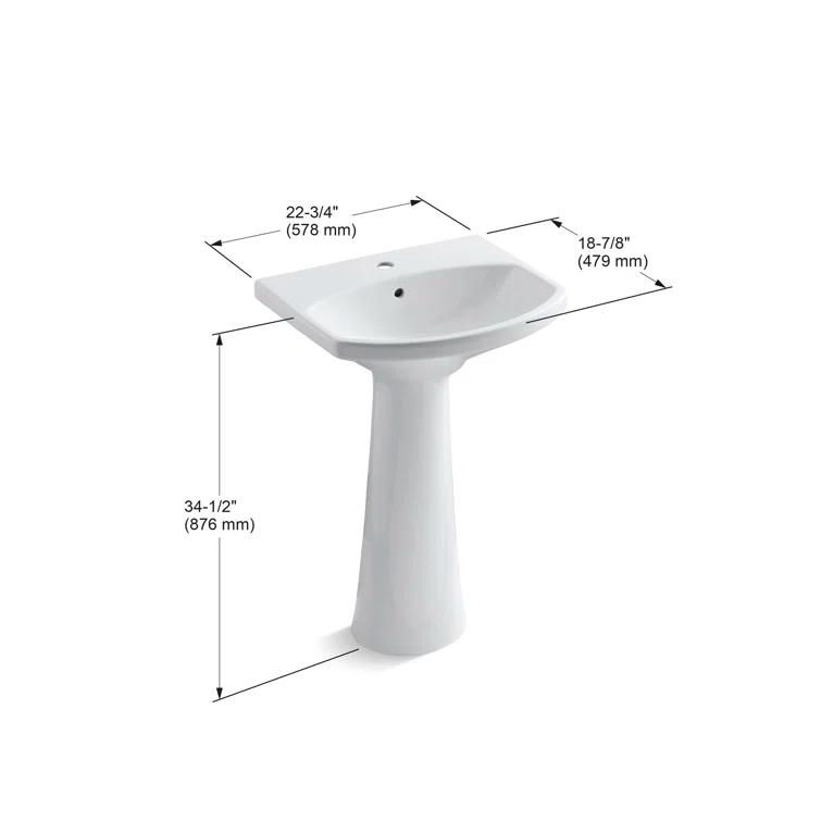 Cimarron® 26.81" Vitreous China U-Shape Pedestal Bathroom Sink with Overflow