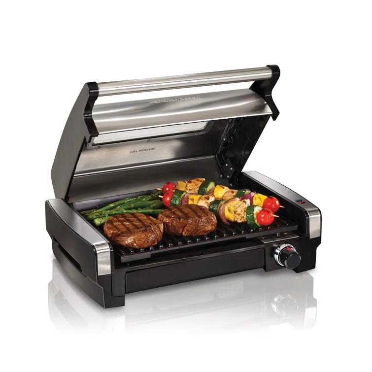 Hamilton Beach Hamilton Beach® Electric Indoor Searing Grill with Removable Non-Stick Grate, Viewing Window & Adjustable Temperature Control to 450°F, 118 sq. in. Surface Serves 6