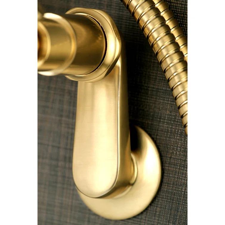 Kingston Brass AE8157DL Kingston Brass Concord Three-Handle 2-Hole Tub Wall Mount Clawfoot Tub Faucet with Hand Shower