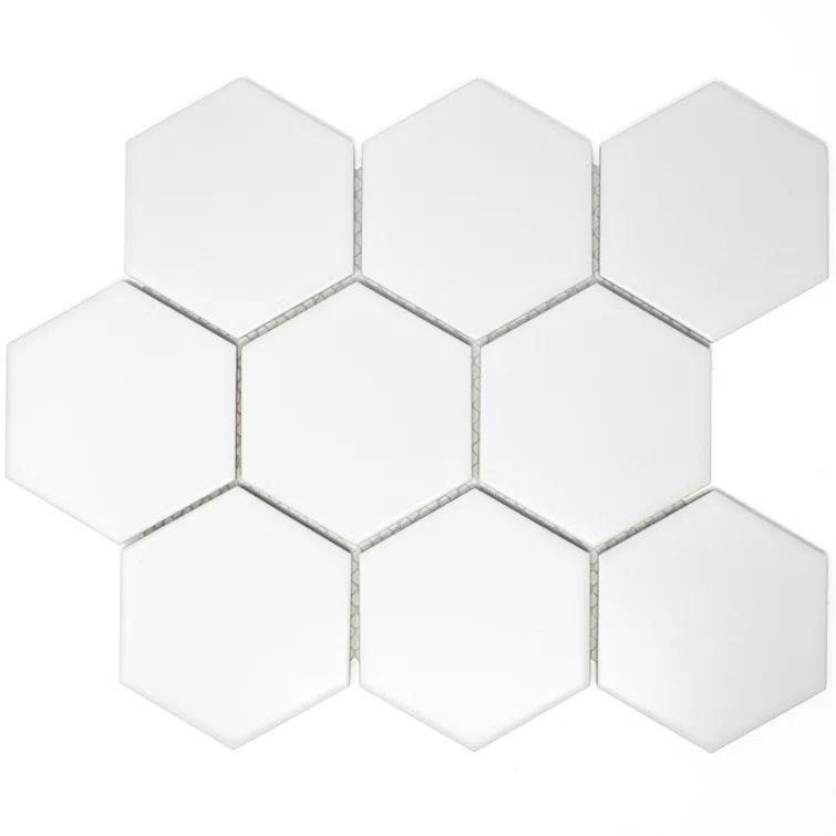 Supreme Tile Porcetile 10.08 in. x 11.64 in. Honeycomb Matte Porcelain Mosaic Wall and Floor Tile
