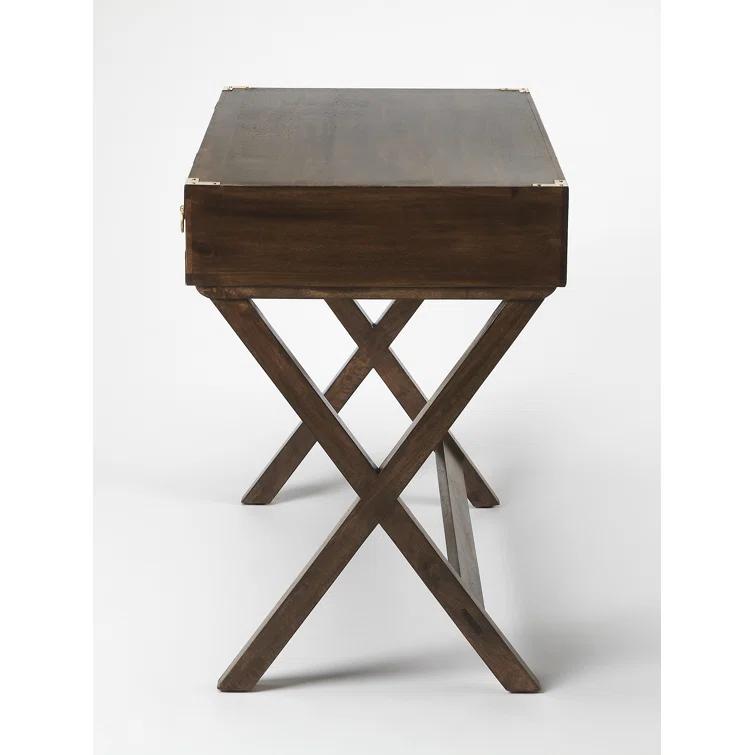 Brown Solid and MDF Wood Writing Desk with Filing Cabinet