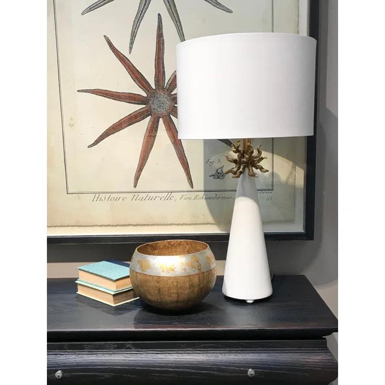 Lucas McKearn Neo Contemporary Metal Table Lamp with Gold Accents in White