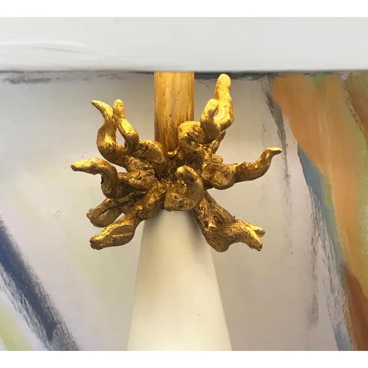 Lucas McKearn Neo Contemporary Metal Table Lamp with Gold Accents in White