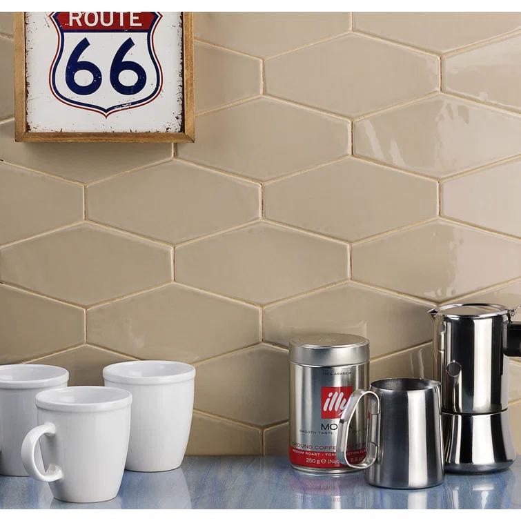 Midland Hexagon 4" x 8" Ceramic Subway Wall Tile (5.38 sq. ft. / box)