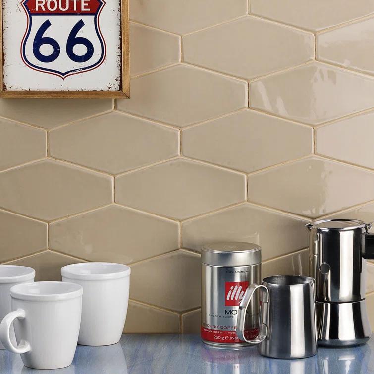 Midland Hexagon 4" x 8" Ceramic Subway Wall Tile (5.38 sq. ft. / box)