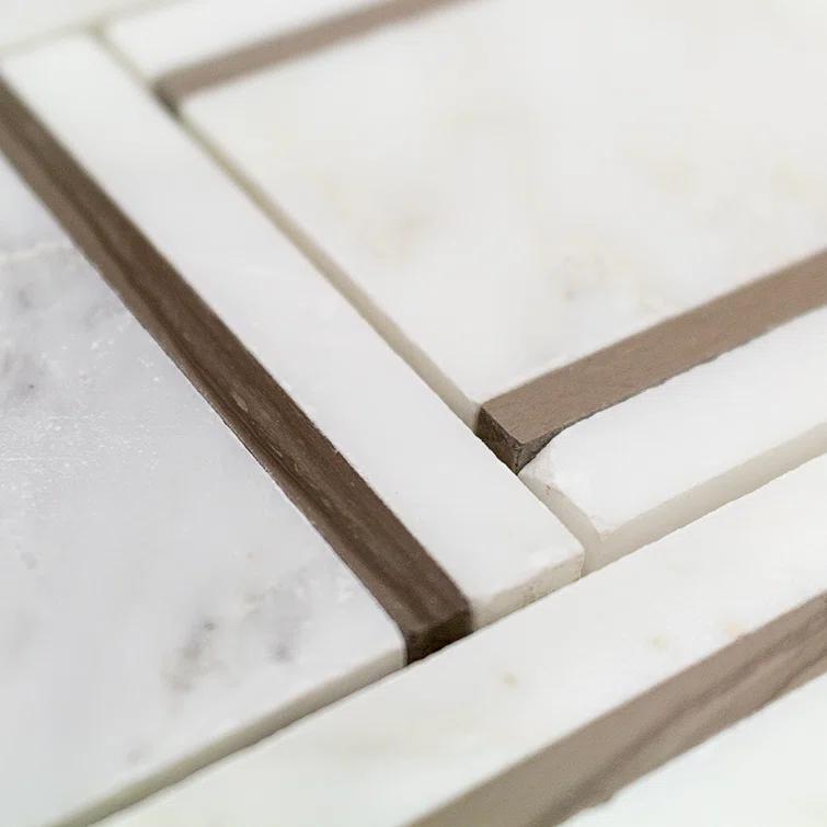 Mingle Random Sized Marble Basketweave Mosaic Wall Tile