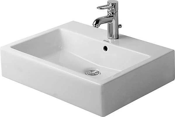 Duravit 0452500000 Vero Ceramic Rectangular Vessel Bathroom Sink with Overflow
