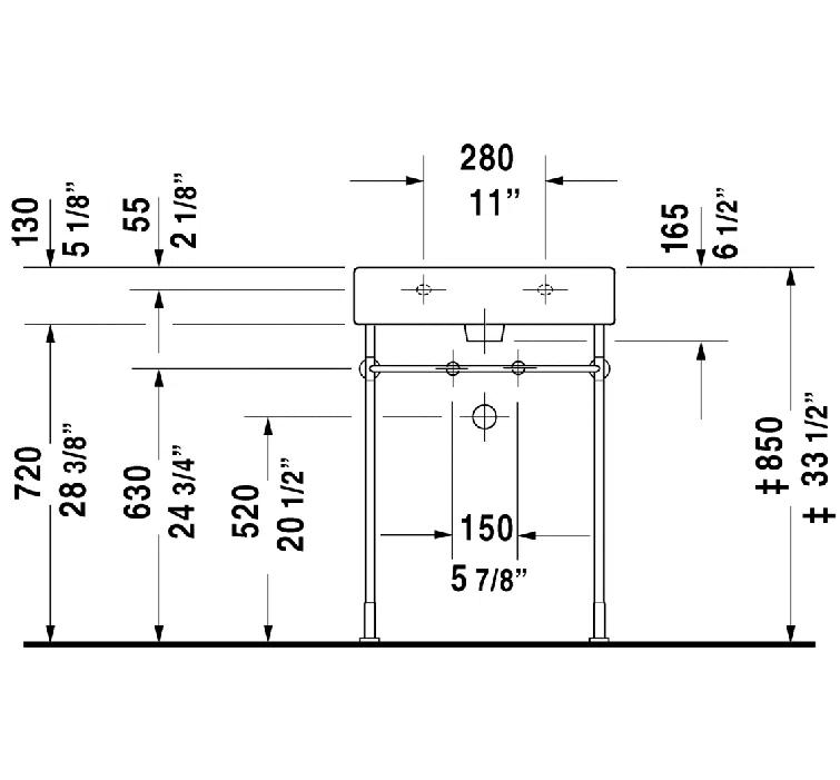 Vero Ceramic Rectangular Wall Mount Bathroom Sink with Overflow