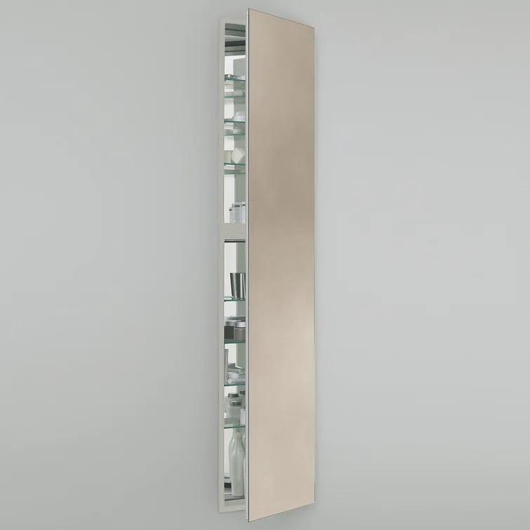 M Series Recessed Framed Medicine Cabinet with 7 Adjustable Shelves and LED Lighting