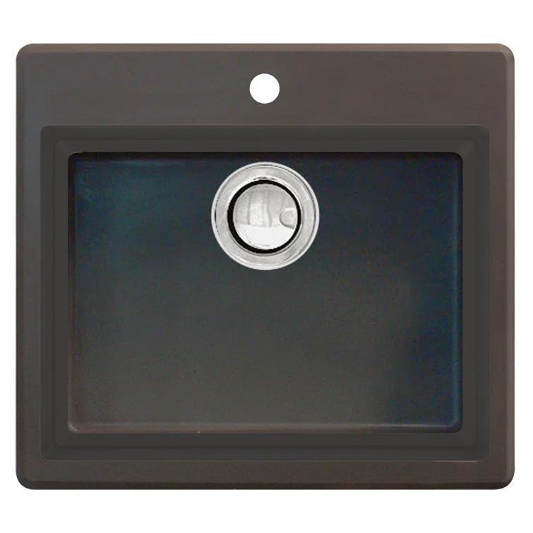 Transolid QTSB2220-12-1 22.44'' L Drop-In Single Bowl Granite Kitchen Sink