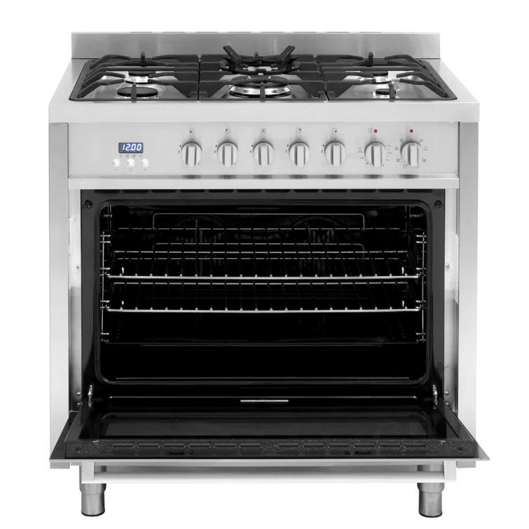 F965 Series 36 in. Stellar Collection 3.8 cu. ft. Dual Fuel Range, 5 Sealed Burners, 8 Function Convection Oven in Stainless Steel