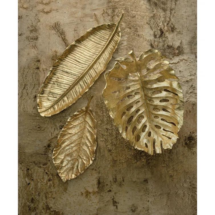 Gold Monstera Leaf Decorative Centerpiece Platter