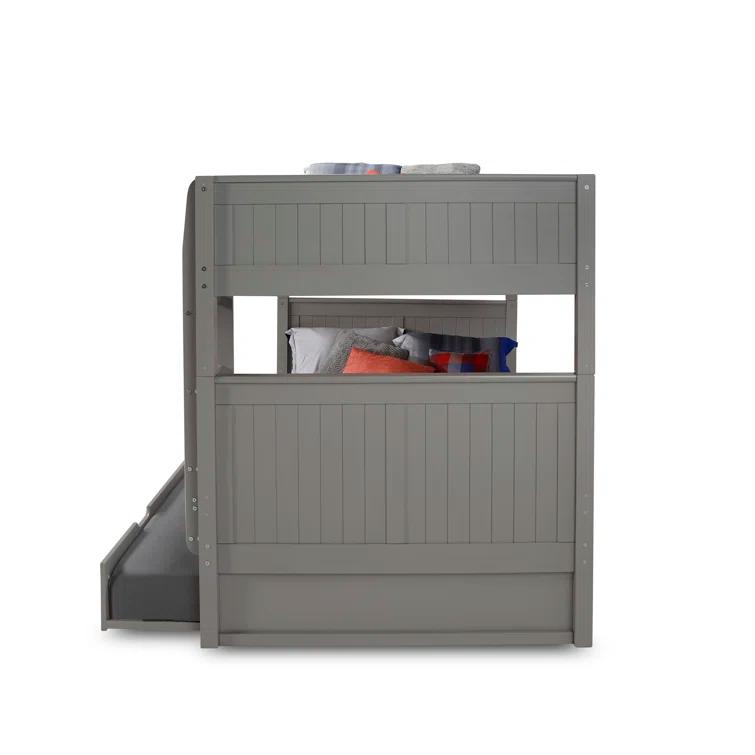 Camaflexi Full over Full Bunk Bed with Twin Trundle - Panel Headboard - Grey Finish