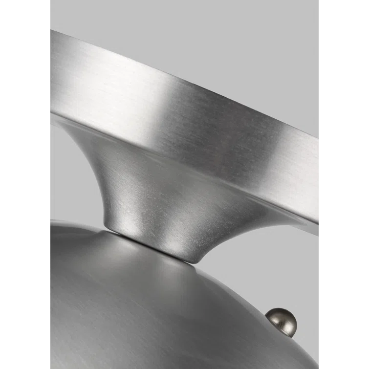 Satin Aluminum Globe Semi-Flush Mount with Clear Seeded Glass