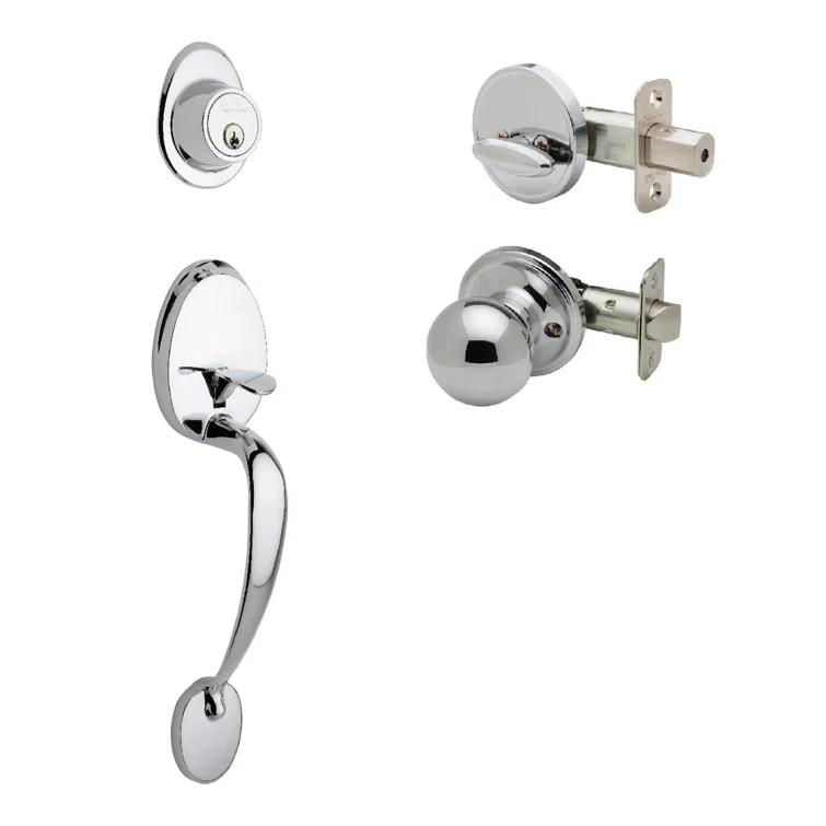 Copper Creek Handleset with Single Cylinder Deadbolt and Door Knob and Colonial Rosette
