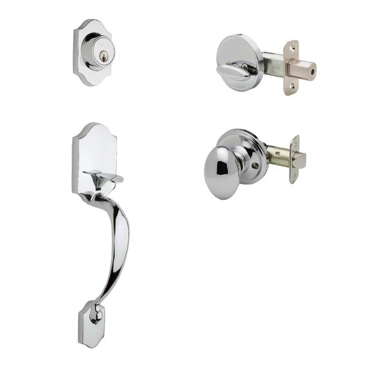 Copper Creek Handleset with Single Cylinder Deadbolt and Door Knob and Heritage Rosette
