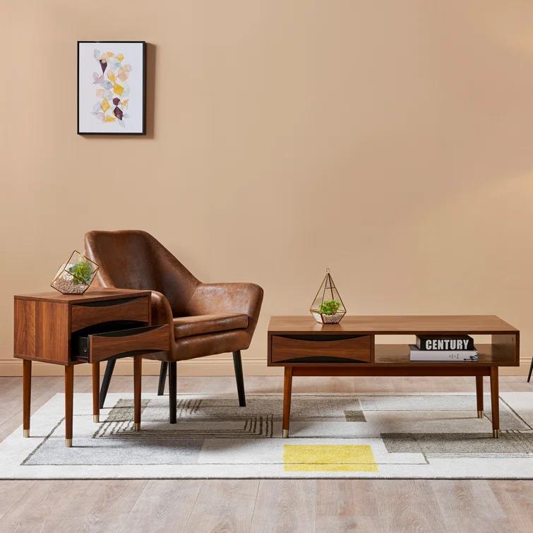 Wrought Studio™ Sabornton 40" Wooden Coffee Table with Drawer, Walnut & Reviews | Wayfair