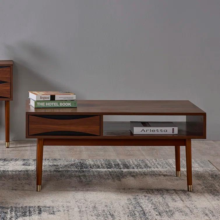 Wrought Studio™ Sabornton 40" Wooden Coffee Table with Drawer, Walnut & Reviews | Wayfair