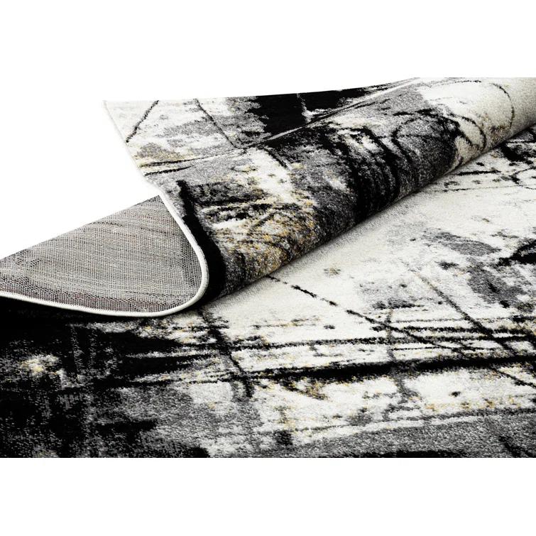 Stourbridge Abstract Area Rug in Black/White/Gray