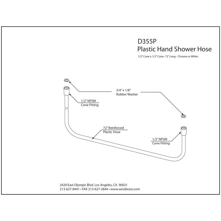 72" Extra Long Plastic Super-Flex Handheld Shower Hose