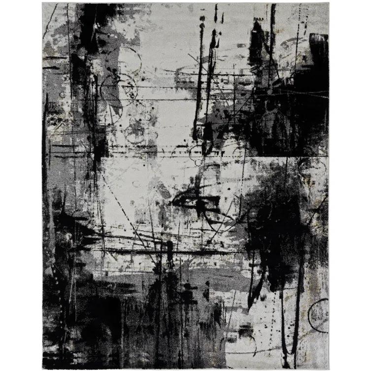 Stourbridge Abstract Area Rug in Black/White/Gray