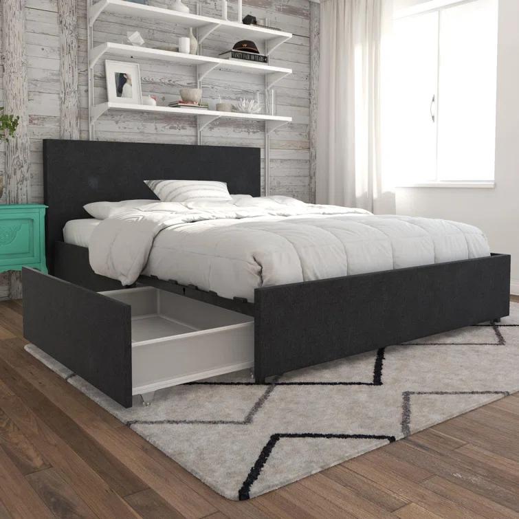 Novogratz Kelly Upholstered Unfinished Platform Storage Bed