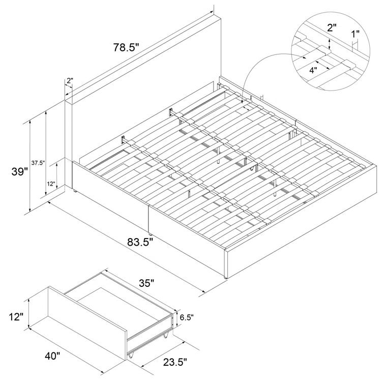 Kelly Upholstered Unfinished Platform Storage Bed