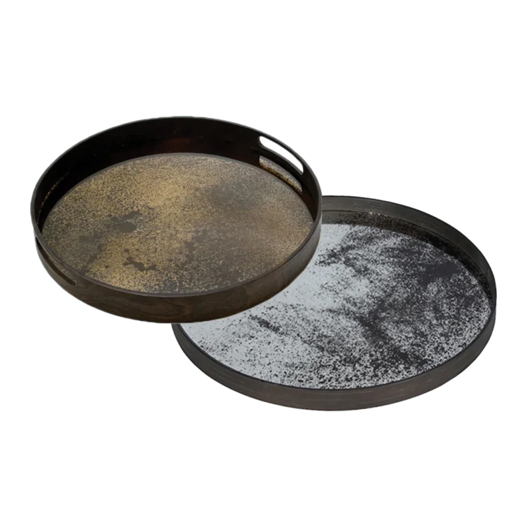 Small Bronze Mirror Round Decorative Tray
