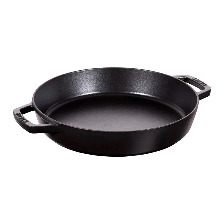 Black Matte 13-inch Cast Iron Paella Pan with Ceramic Coating
