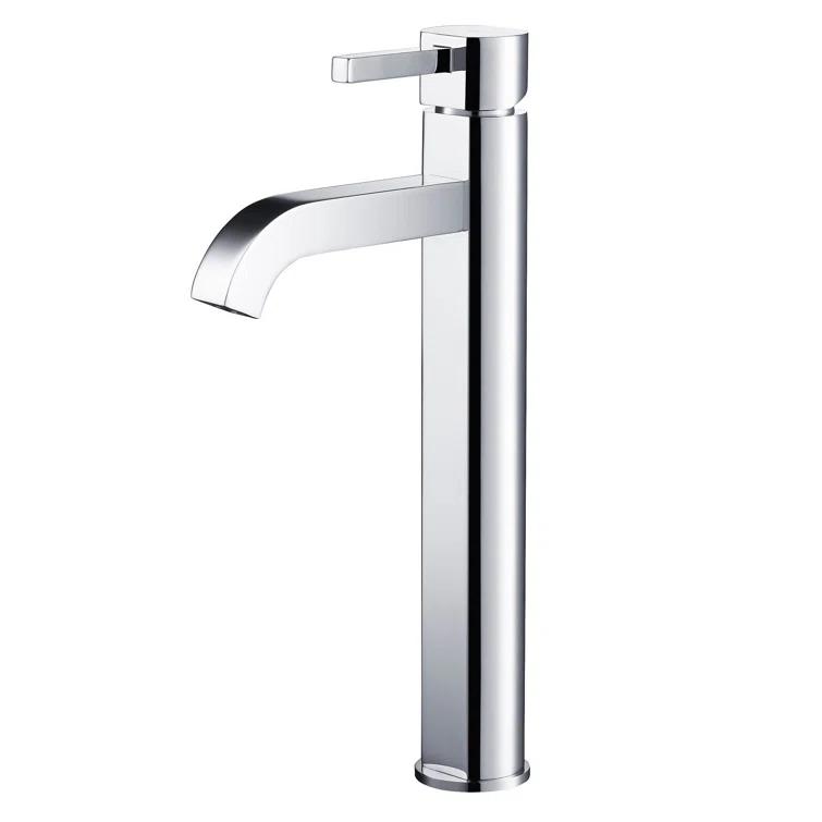 Kraus Ramus Vessel Mixer Single-Handle Bathroom Faucet with Matching Pop-Up Drain