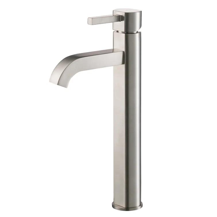 Kraus FVS-1007-PU-10SN Kraus Ramus Vessel Mixer Single-Handle Bathroom Faucet with Matching Pop-Up Drain
