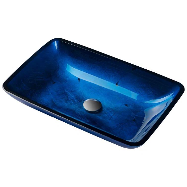 Galaxy Glass Rectangular Vessel Bathroom Sink