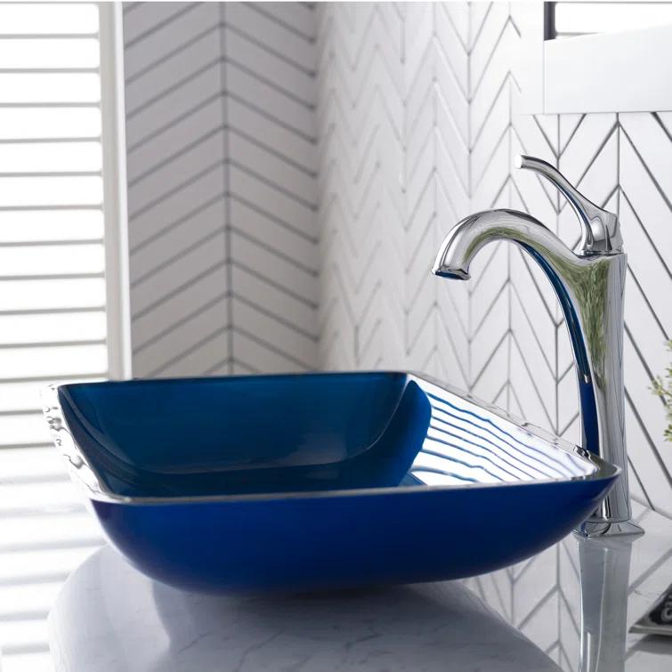 Galaxy Glass Rectangular Vessel Bathroom Sink