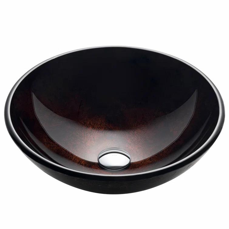 Copper Glass Circular Vessel Bathroom Sink