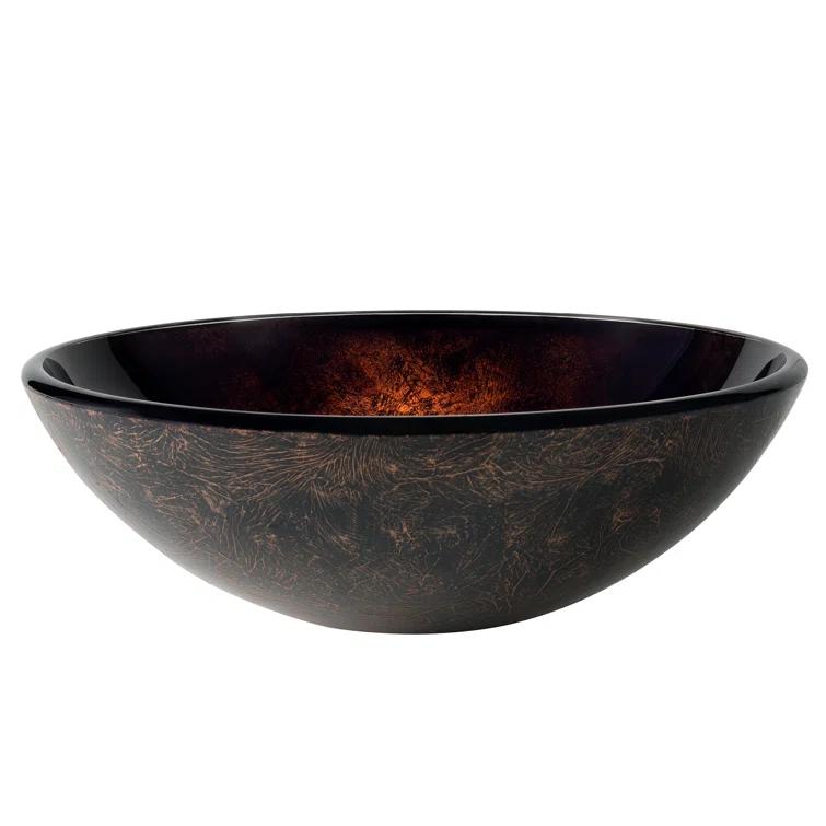Copper Glass Circular Vessel Bathroom Sink