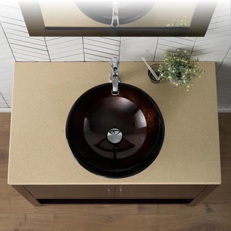 Copper Glass Circular Vessel Bathroom Sink