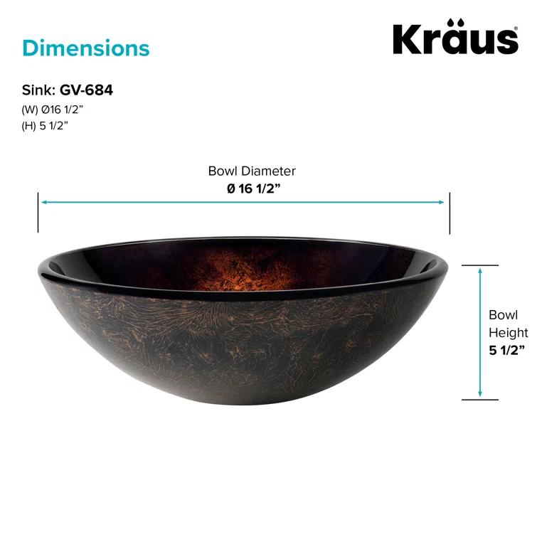Copper Glass Circular Vessel Bathroom Sink