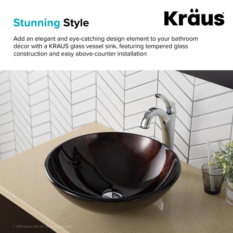 Copper Glass Circular Vessel Bathroom Sink