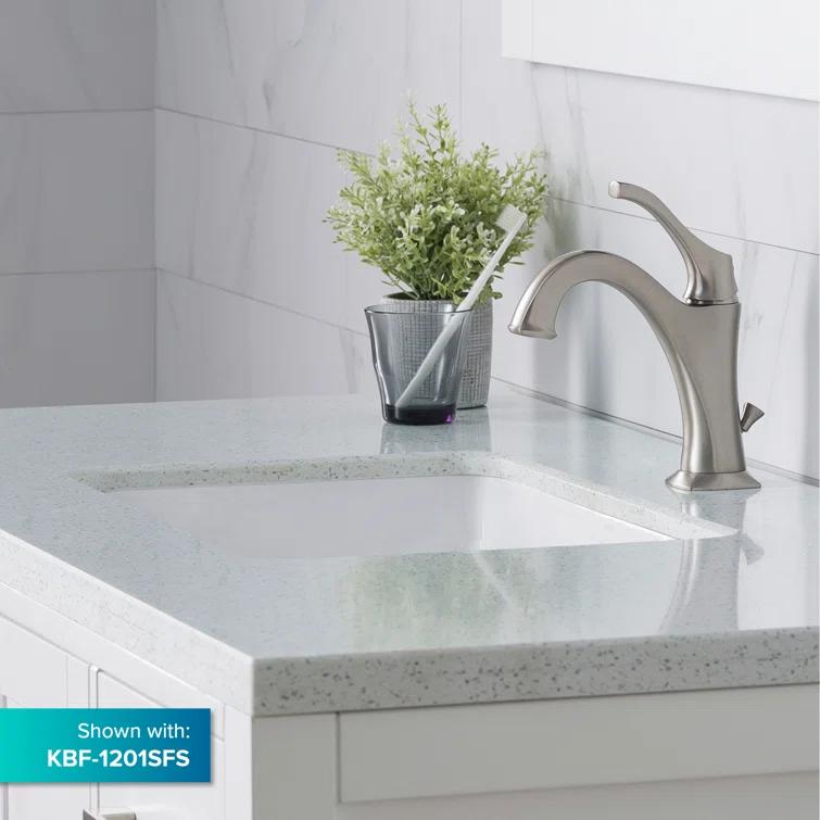 Elavo White Ceramic Rectangular Undermount Bathroom Sink with Overflow