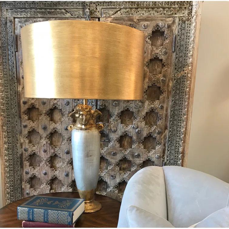 Lucas McKearn Bienville Table Lamp in Gold and Silver with Gold Drum Shade