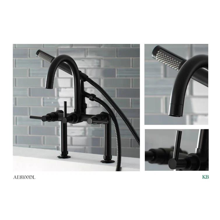 Kingston Brass Concord Three-Handle 2-Hole Deck Mount Clawfoot Tub Faucet with Hand Shower