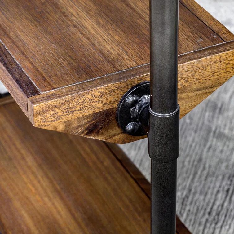 Uttermost Rhordyn 4-Shelf Wood and Metal Bookcase in Walnut and Gunmetal
