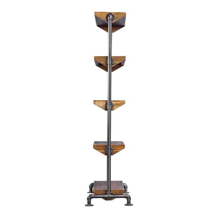 Uttermost Rhordyn 4-Shelf Wood and Metal Bookcase in Walnut and Gunmetal