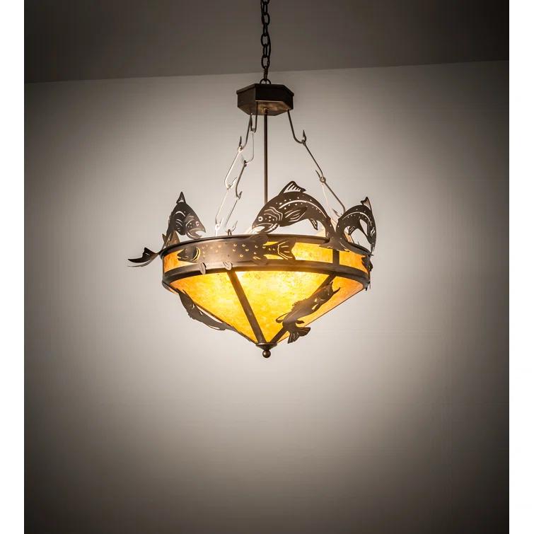Rustic Lodge 4 - Light Urn / Bowl Chandelier