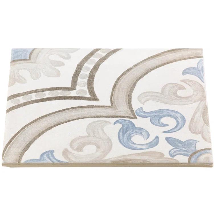 Bond Tile Valencia Daiza 8" x 8" Porcelain Field Tile in Matte Gray/Blue