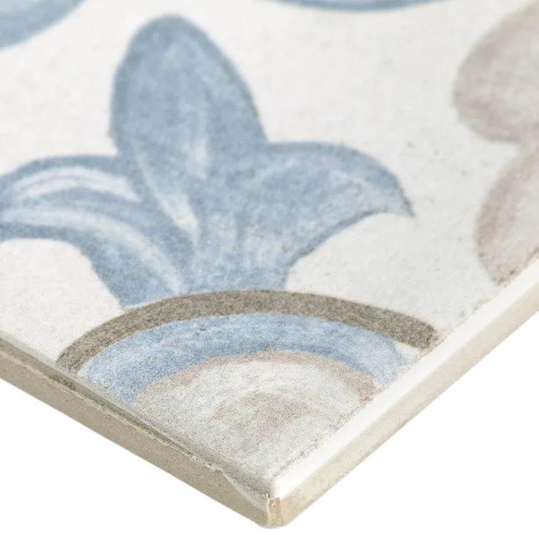 Bond Tile Valencia Daiza 8" x 8" Porcelain Field Tile in Matte Gray/Blue