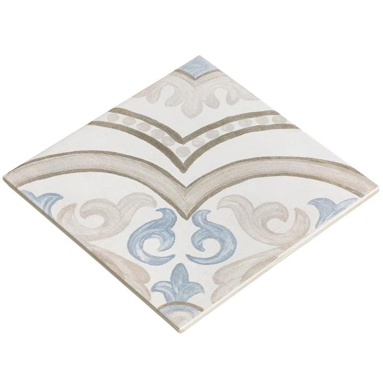 Bond Tile Valencia Daiza 8" x 8" Porcelain Field Tile in Matte Gray/Blue