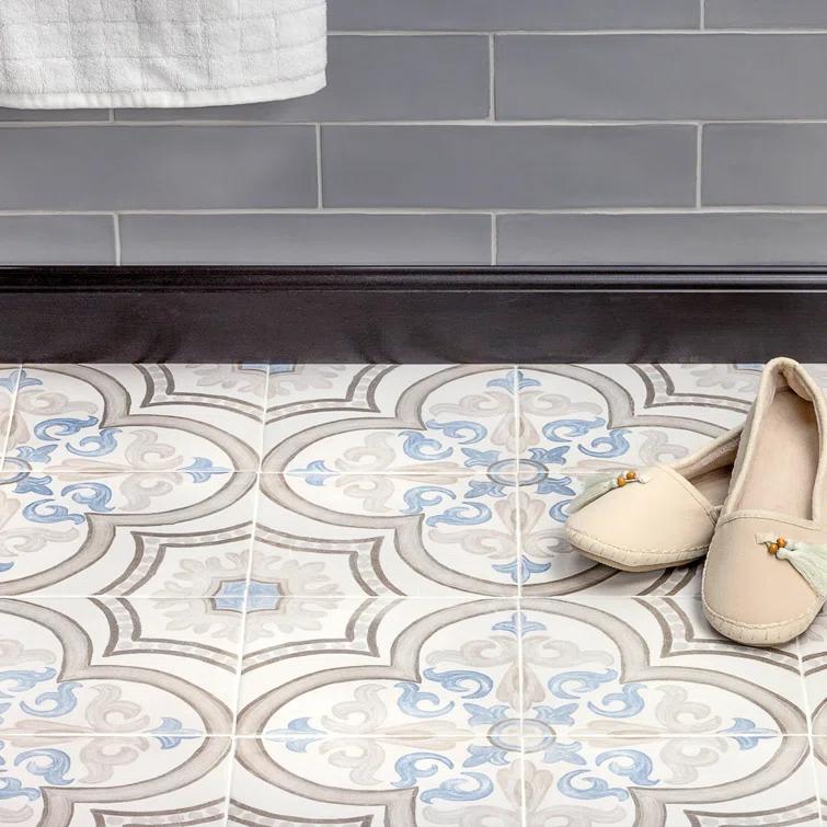 Bond Tile Valencia Daiza 8" x 8" Porcelain Field Tile in Matte Gray/Blue