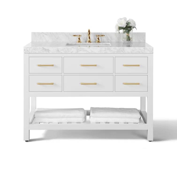 Ancerre Designs Elizabeth 48" Bathroom Vanity Set with Gold Hardware in White
